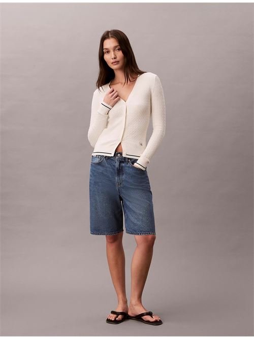 ls woven label cable cardigan CALVIN KLEIN JEANS | LV047F322GYAS